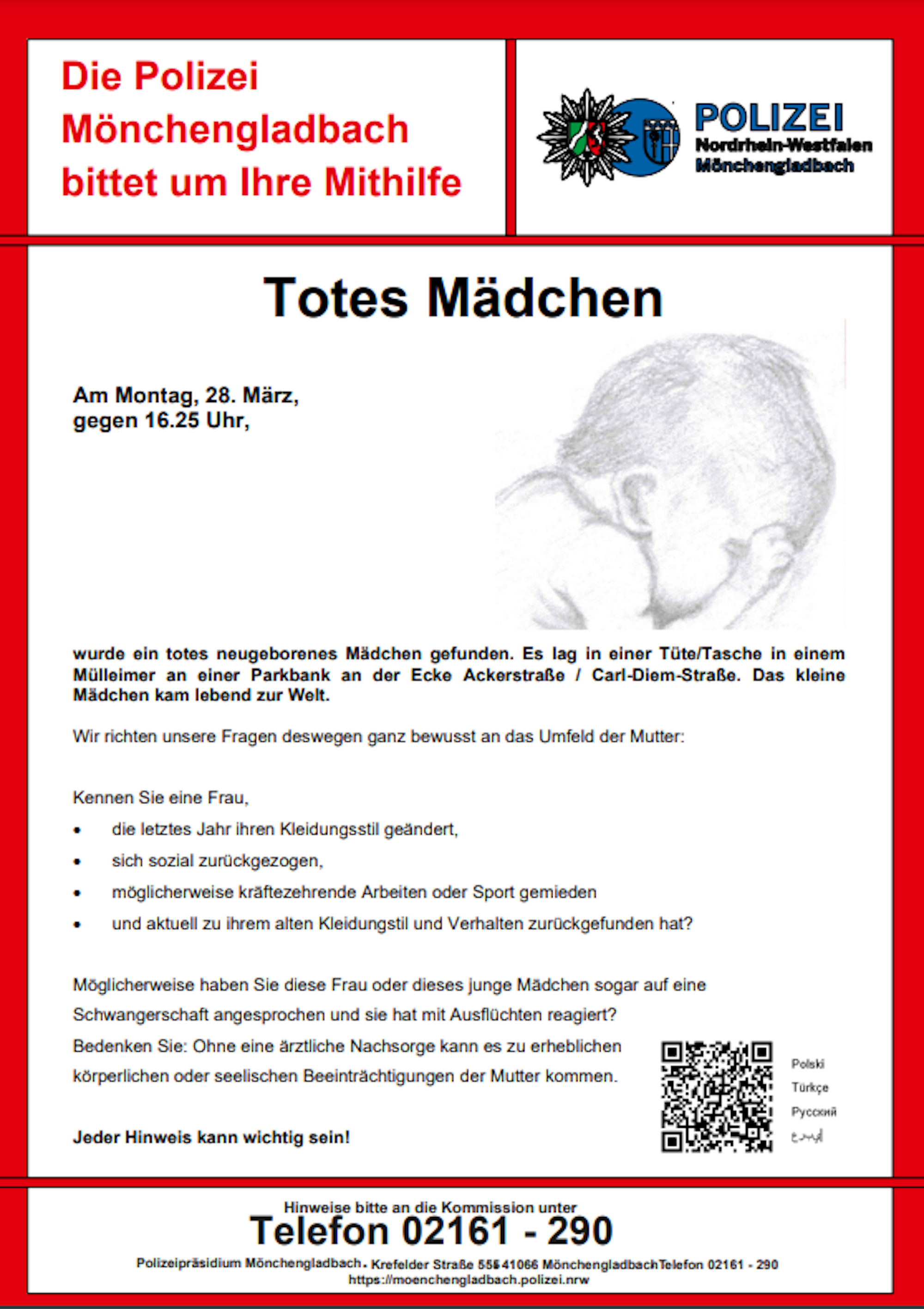 Plakat der Polizei Mönchengladbach