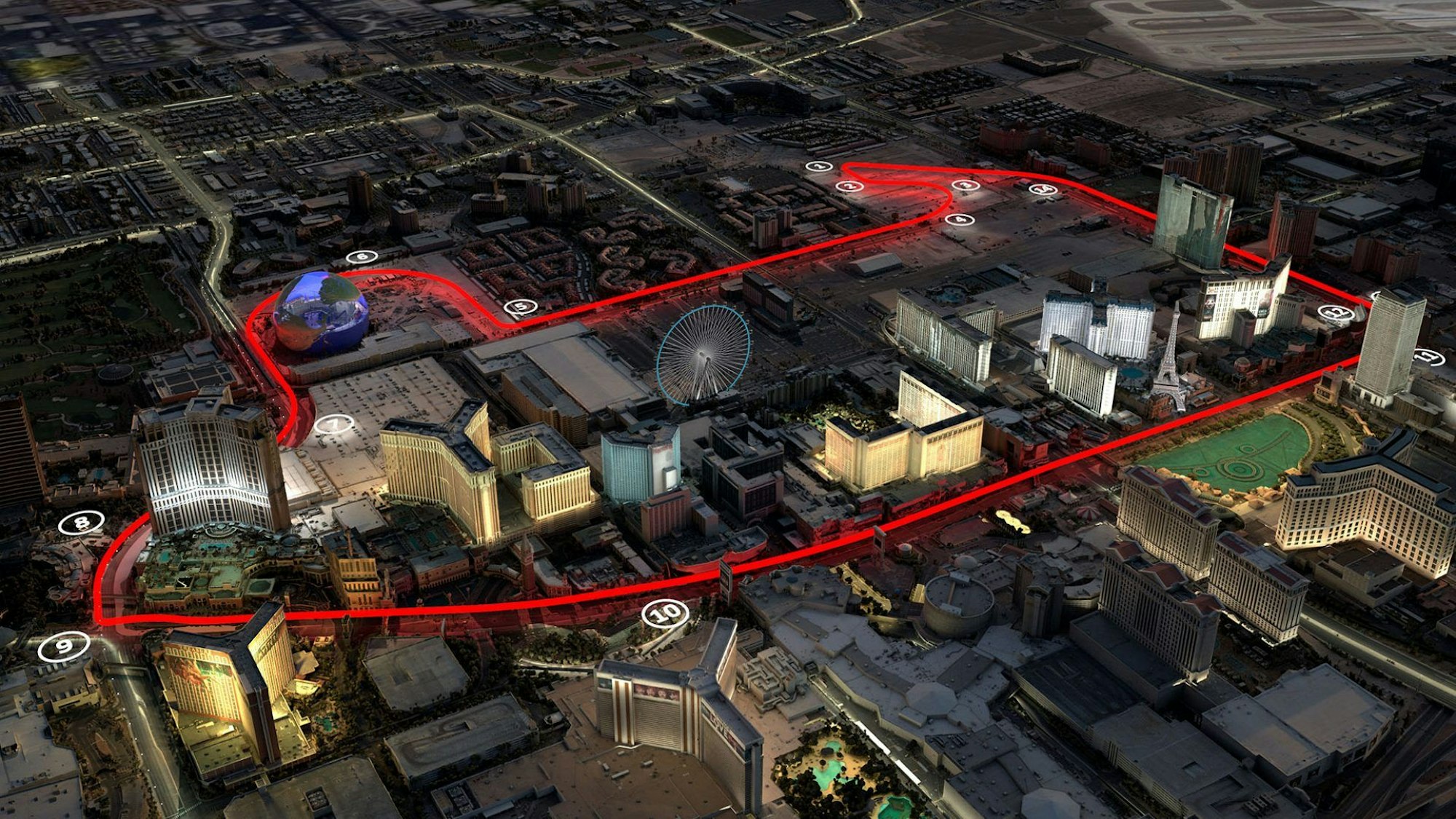 Die Strecke des Las Vegas Grand Prix.