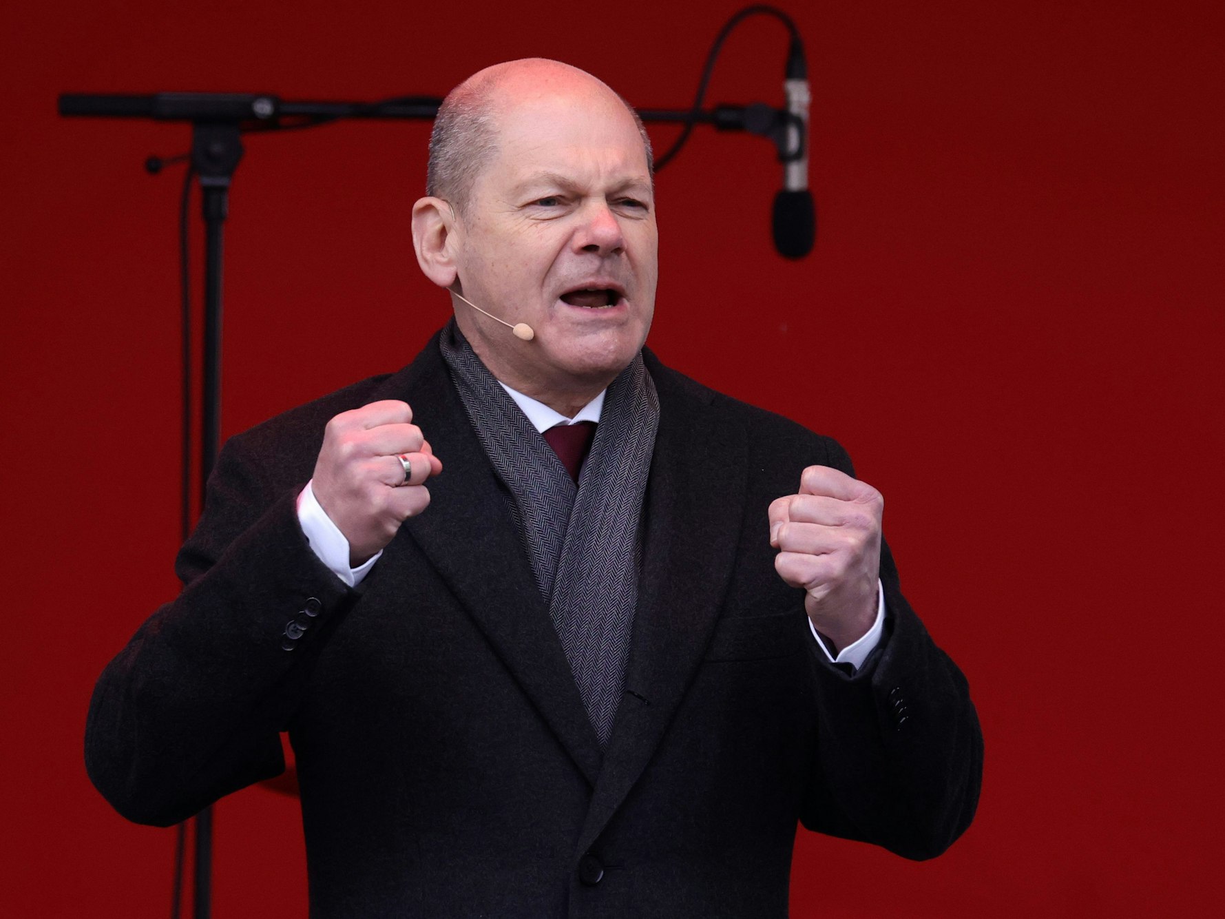 Bundeskanzler Olaf Scholz bei seiner Rede in Essen am 2. April.