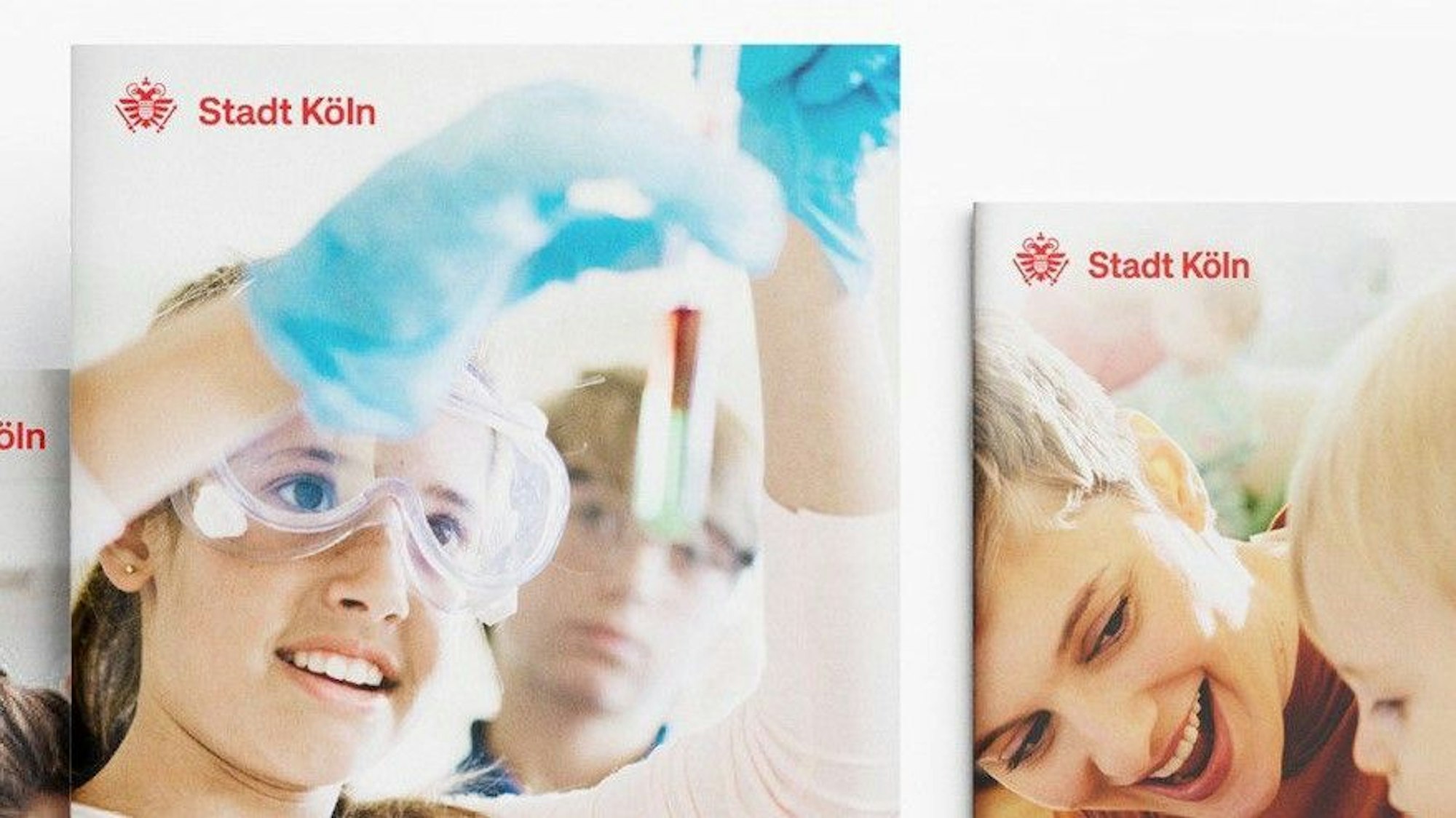 Das undatierte Foto einer neuen Broschüre zeigt den Markenauftritt der Stadt Köln mit dem geplanten neuen Stadt-Logo (oben links) – es fehlt der Kölner Dom.