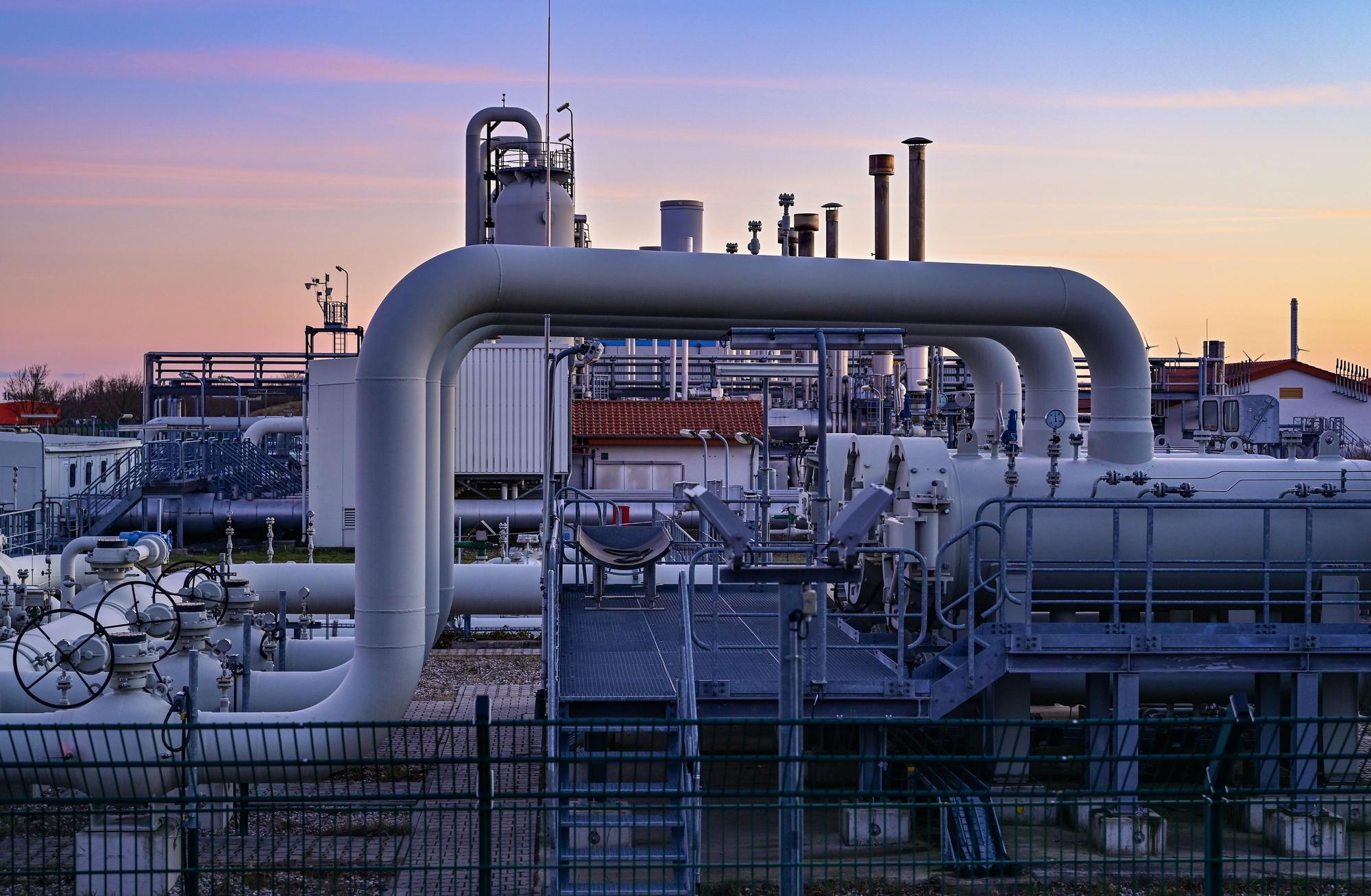 Es ist die Verdichterstation in Mallnow nahe der deutsch-polnischen Grenze zu sehen. Von der Quelle bis zum Einsatzort legt das Erdgas in der Pipeline «Jagal» mehrere tausend Kilometer zurück. Um einen konstanten Druck für den Transport in der Pipeline aufrecht zu erhalten sind solche Verdichterstationen nötig.