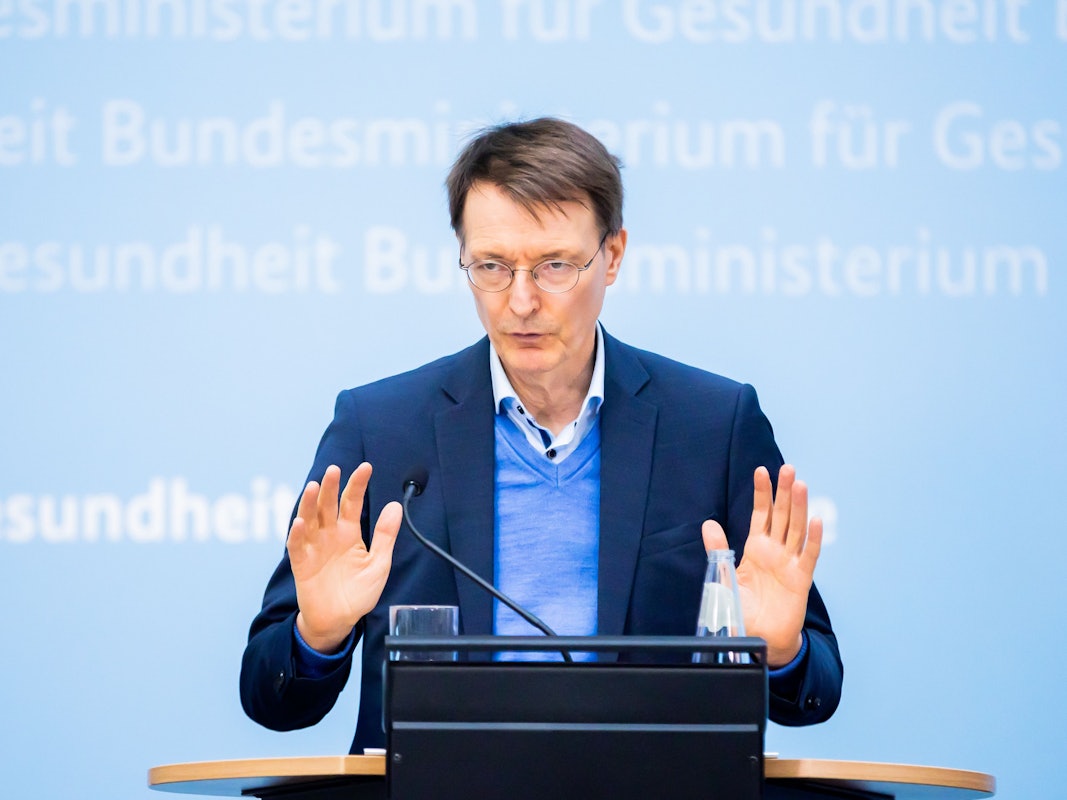 Karl Lauterbach (SPD), Bundesminister für Gesundheit, spricht bei einer Pressekonferenz im Bundesgesundheitsministerium.