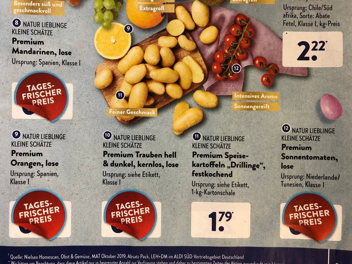 Der Button „Tagesfrischer Preis“ im Prospekt von Aldi Süd vom 11. April 2022 bis 16. April 2022.
