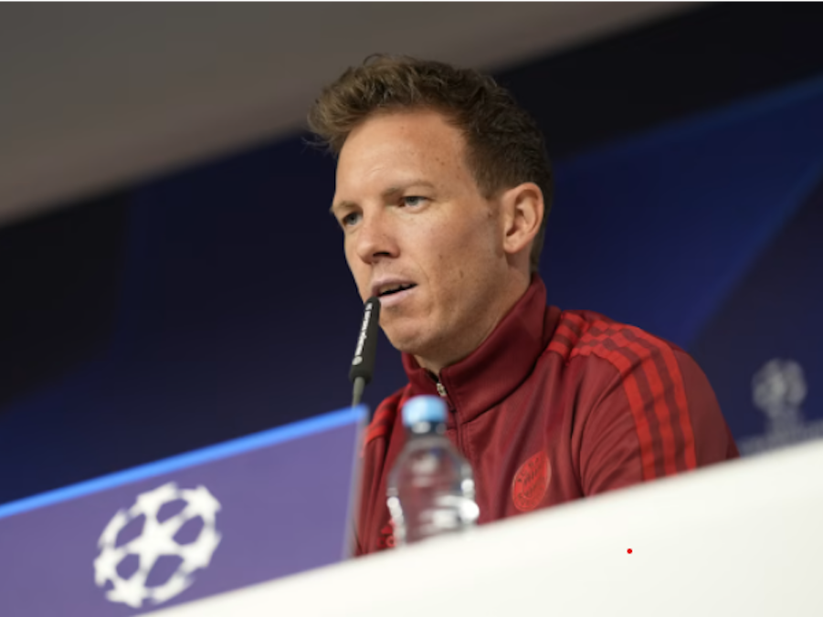 Julian Nagelsmann bei der Pressekonferenz vor dem Viertelfinal-Rückspiel gegen Villarreal.