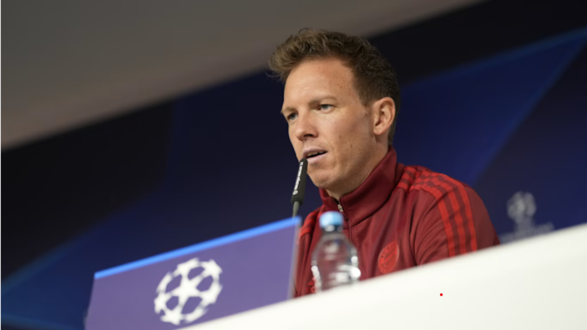 Julian Nagelsmann bei der Pressekonferenz vor dem Viertelfinal-Rückspiel gegen Villarreal.