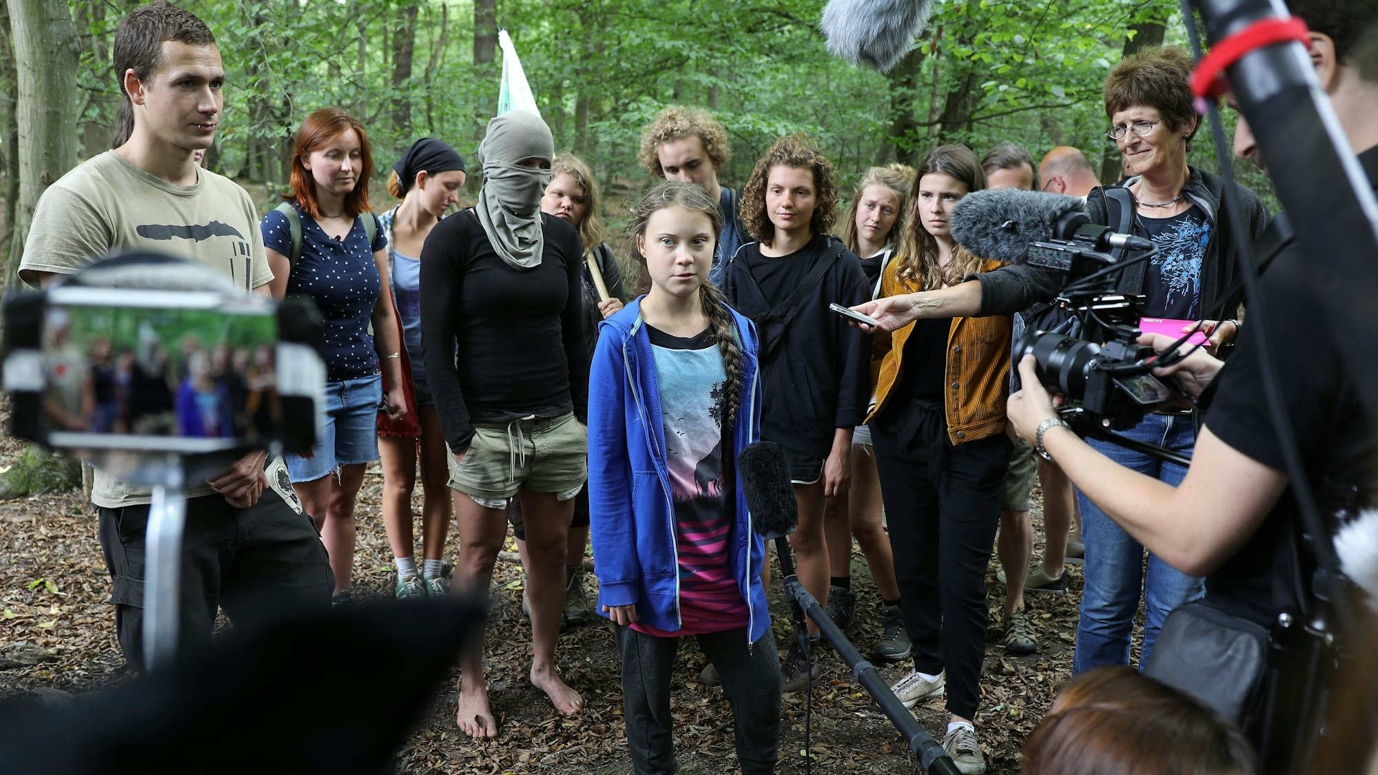 Greta Thunberg 2019 bei ihrem Besuch im Hambacher Forst.