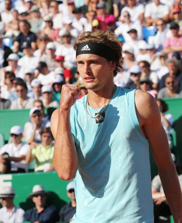 Tennis: ATP-Tour - Monte Carlo, Einzel, Herren, Viertelfinale, Zverev (Deutschland) - Sinner (Italien): Alexander Zverev jubelt während Matches. +++ dpa-Bildfunk +++
