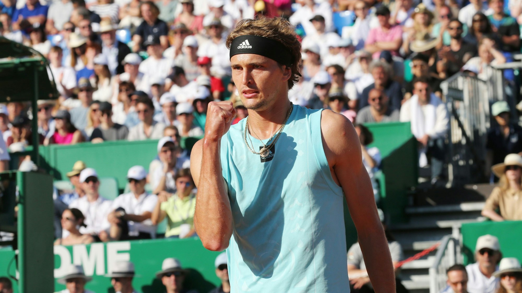 Tennis: ATP-Tour - Monte Carlo, Einzel, Herren, Viertelfinale, Zverev (Deutschland) - Sinner (Italien): Alexander Zverev jubelt während Matches. +++ dpa-Bildfunk +++