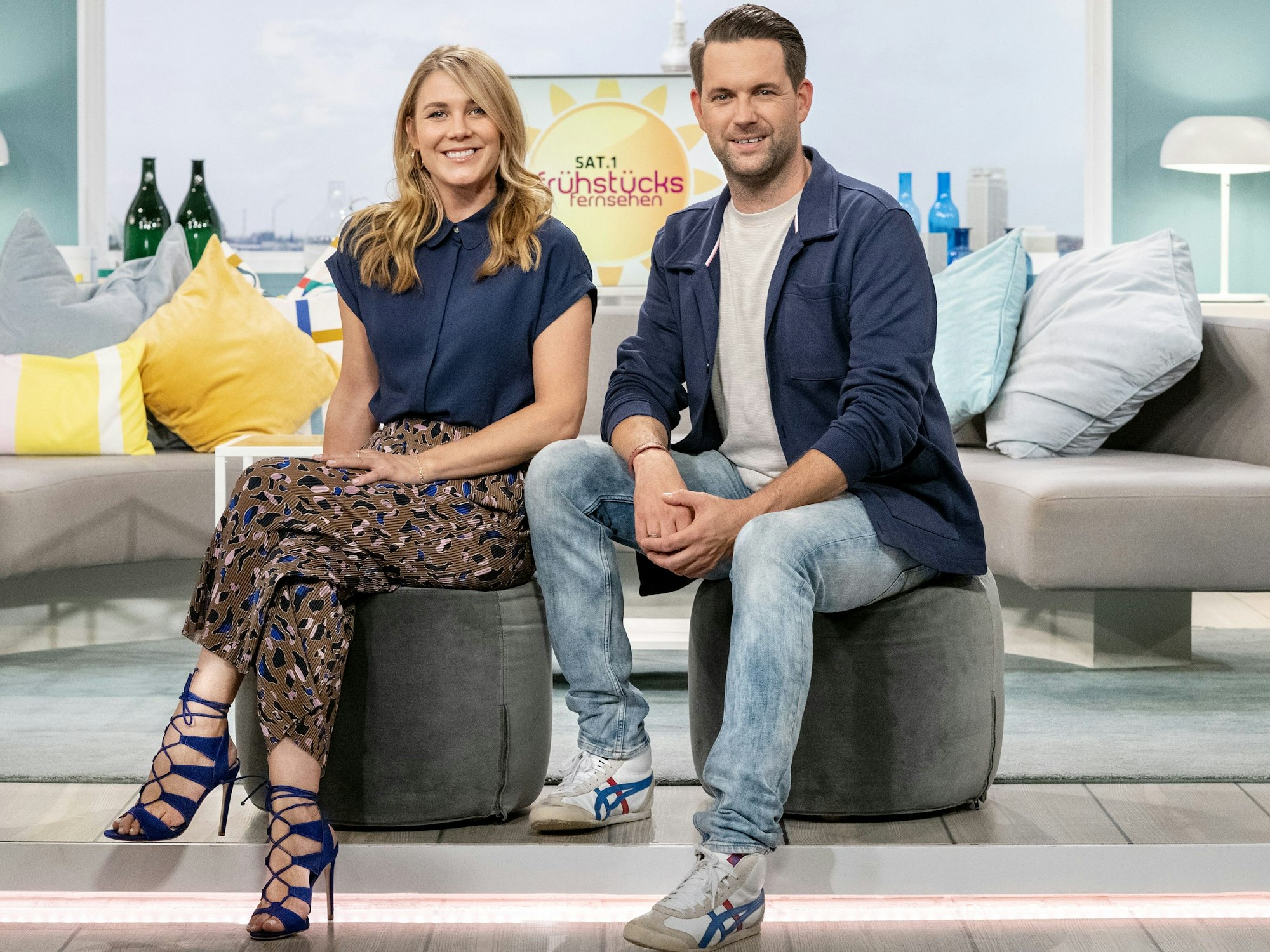 Alina Merkau und Matthias Killing beim Sat.1-„Frühstücksfernsehen“.