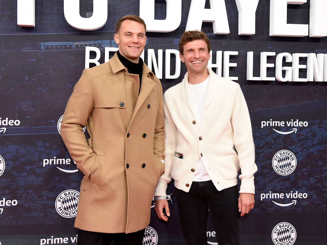 Manuel Neuer und Thomas Müller bei der Premiere in der Astor Film Lounge im Arri Kino in München.