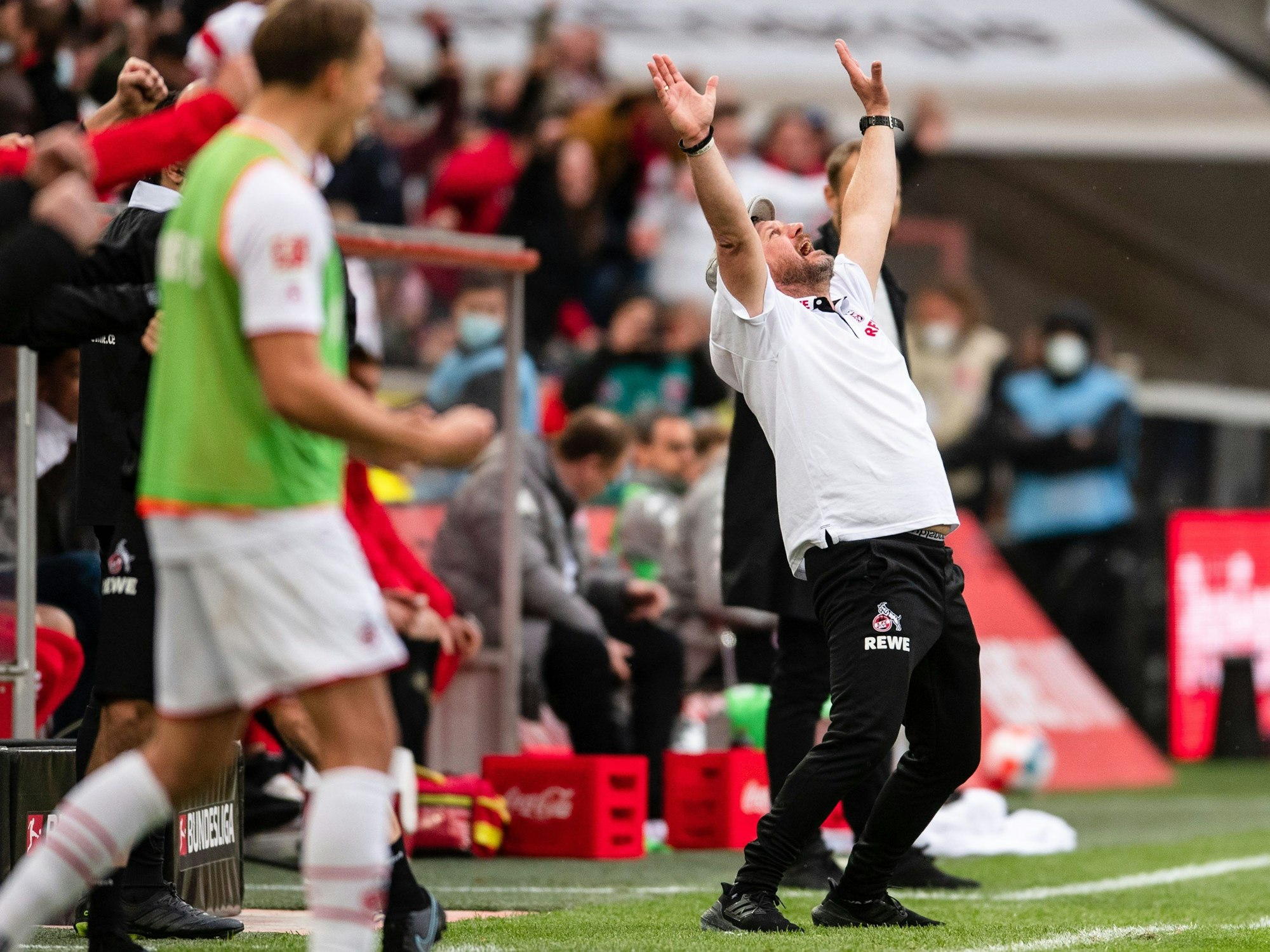 Steffen Baumgart bejubelt den Heimsieg des 1. FC Köln gegen den FSV Mainz 05.