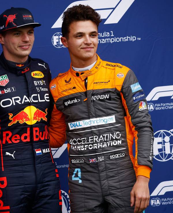 Ganz vorne beim Qualifying am 22. April 2022 in Imola (von links): Charles Leclerc (Platz zwei), Max Verstappen (Platz eins) und Lando Norris (Platz drei).