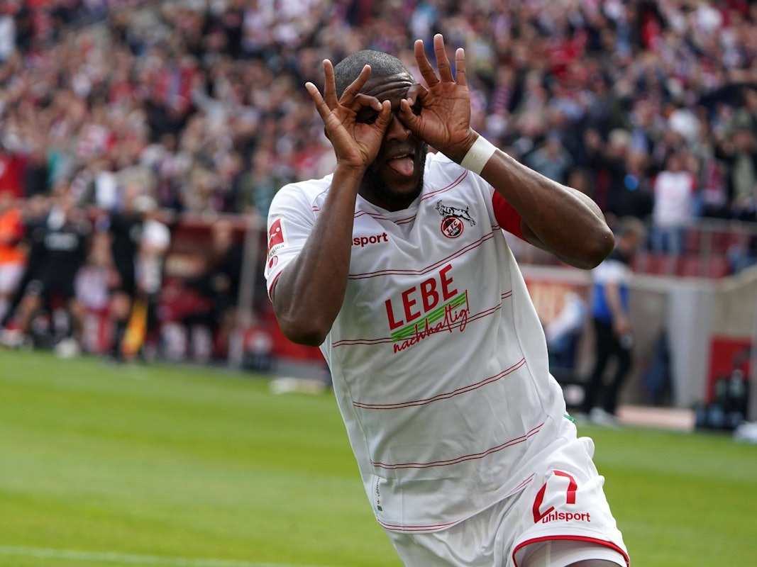 Anthony Modeste bejubelt sein Tor zum 2:1 gegen Arminia Bielefeld