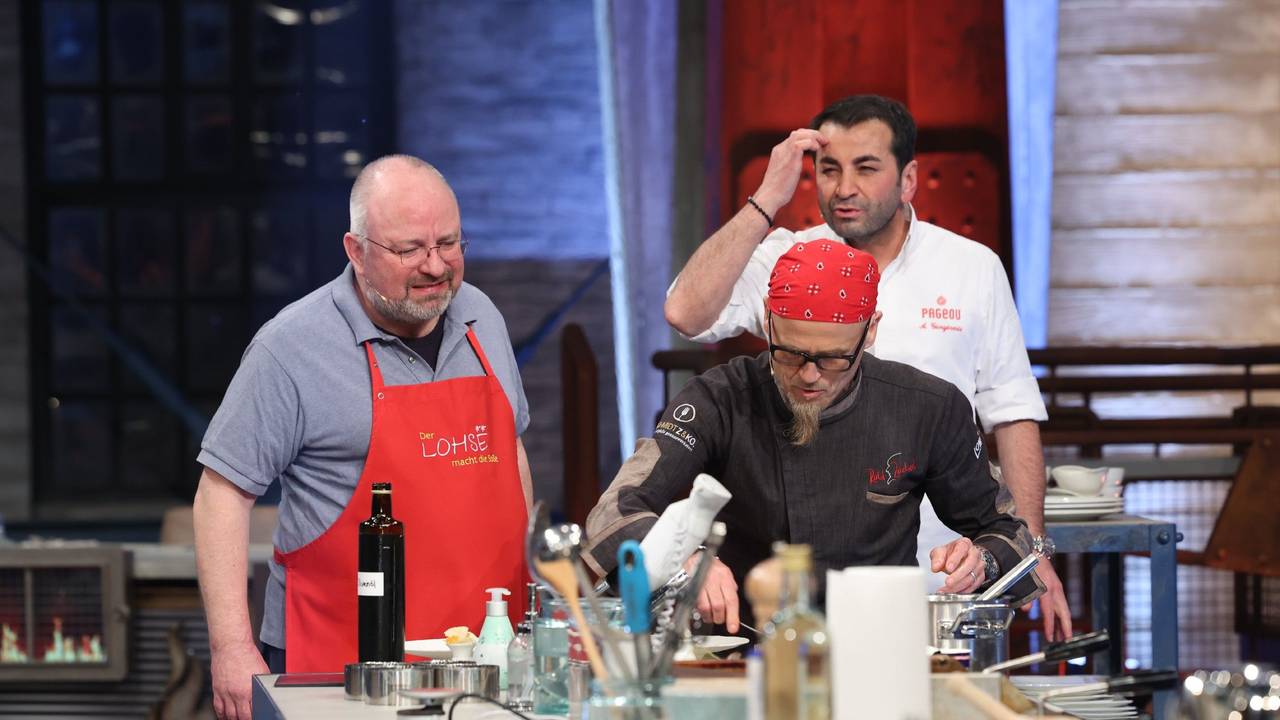 Christian Lohse, Ralf Zacherl und Ali Güngörmüs (v.l.n.r.) bei „Grill den Henssler“.