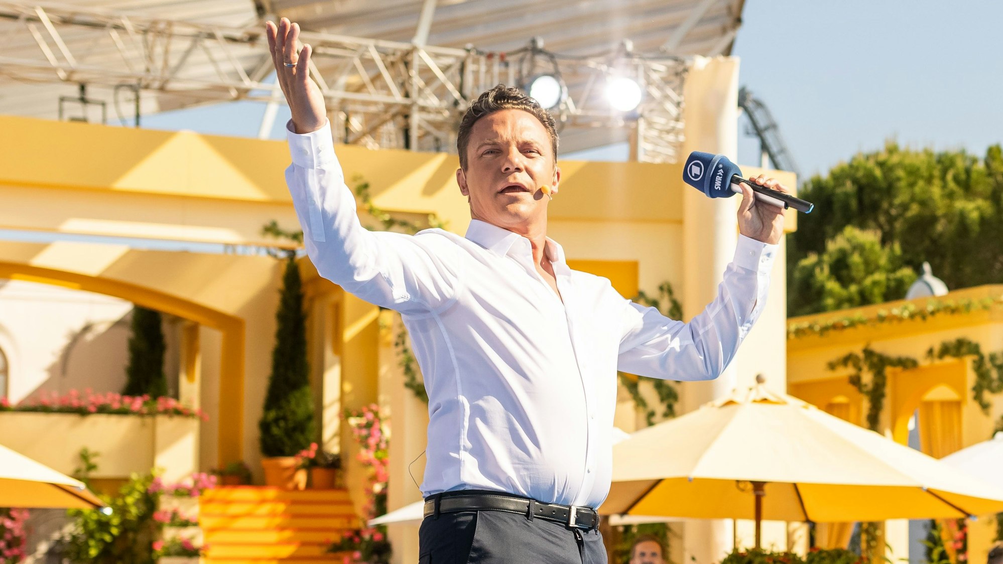 Stefan Mross 2021 während der Liveübertragung der Sendung „Immer wieder Sonntags“