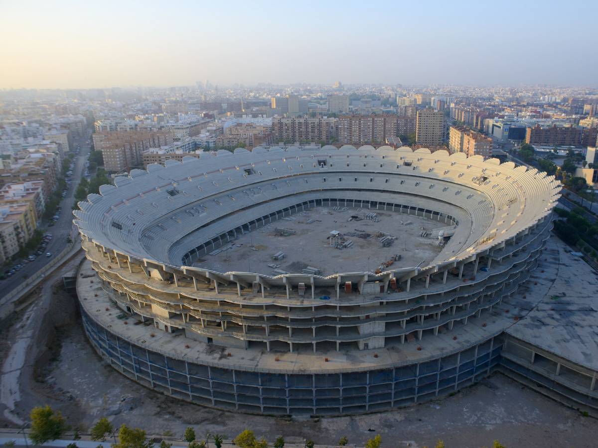 Die stillgelegte Stadion-Baustelle des Nou Mestalla in Valencia