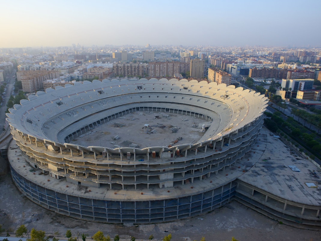 Die stillgelegte Stadion-Baustelle des Nou Mestalla in Valencia