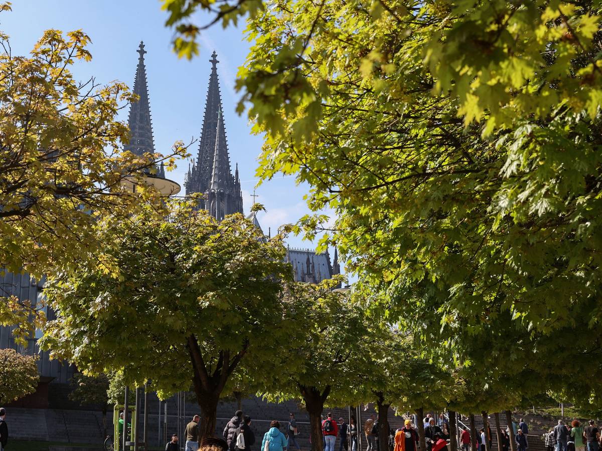 Rheinufer mit Blick auf Kölner Dom