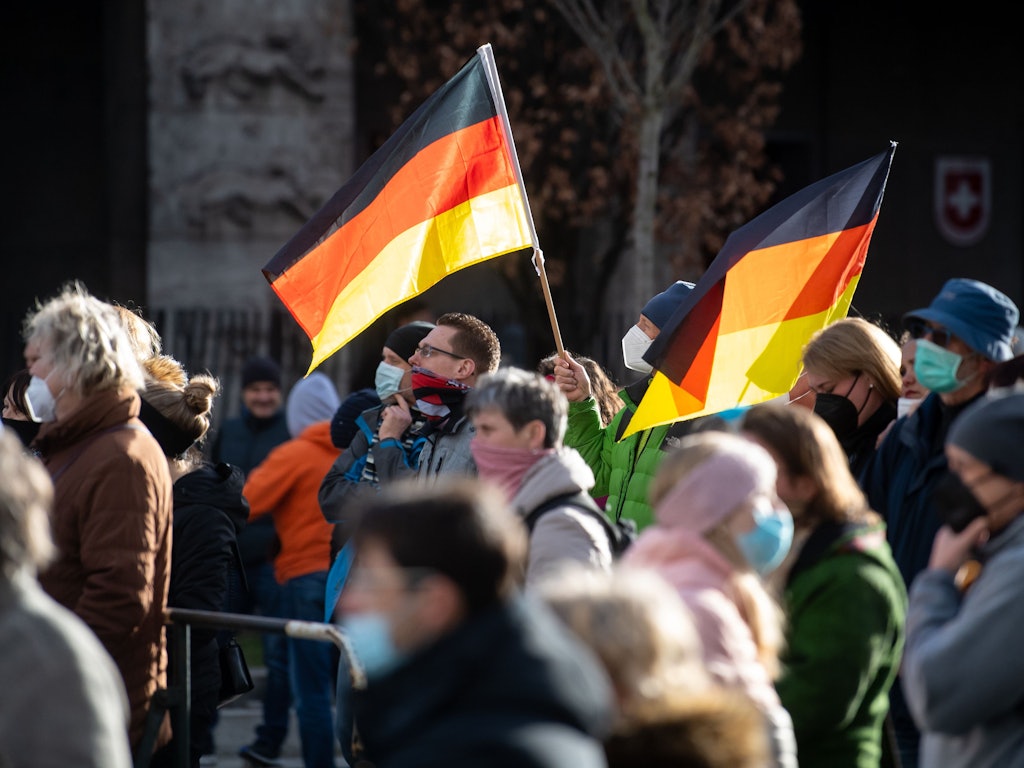 Eine Demonstration der Querdenken-Bewegung in Nürnberg im März 2021 (Archivfoto).