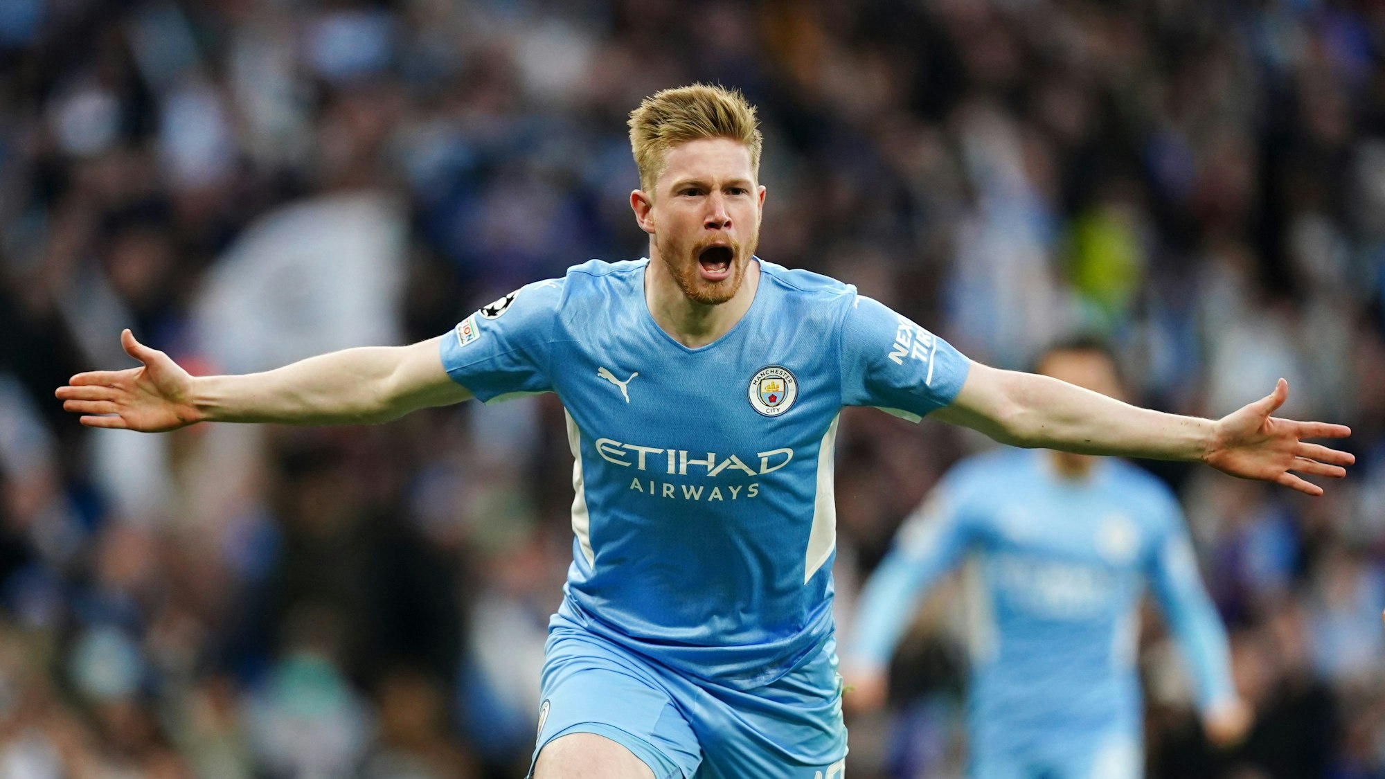 Kevin De Bruyne jubelt über sein Tor gegen Real Madrid