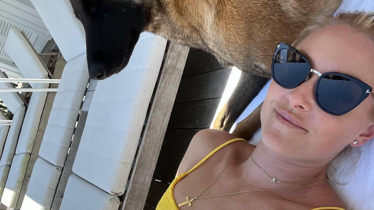 Lindsey Vonn und ihre Schäferhündin Lucy.
