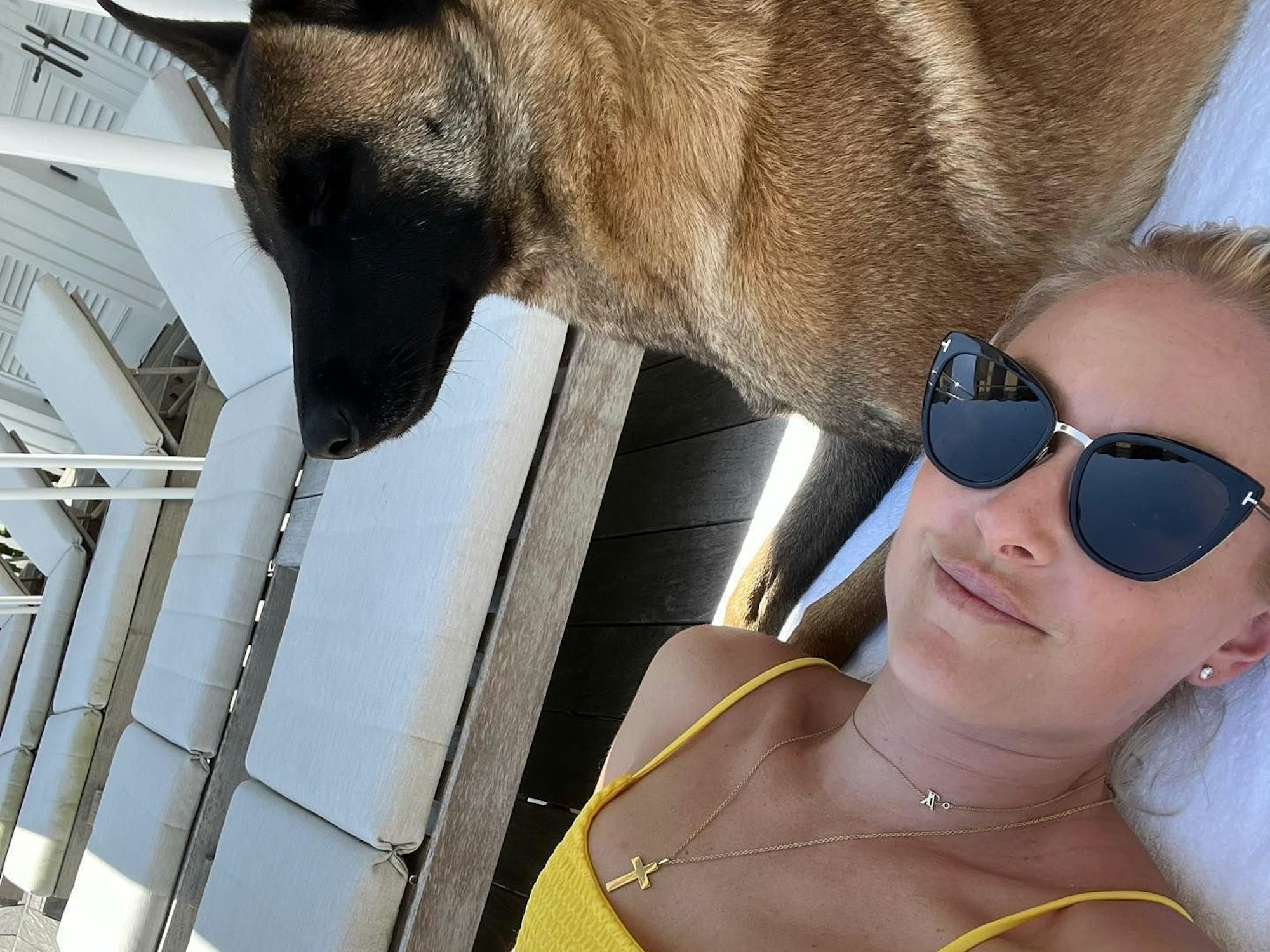 Lindsey Vonn und ihre Schäferhündin Lucy.