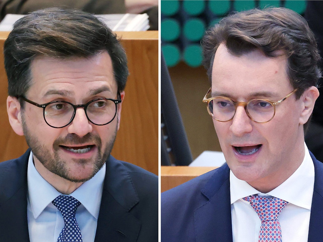 Thomas Kutschaty und Hendrik Wüst auf einem geschnittenen Bild nebeneinander.