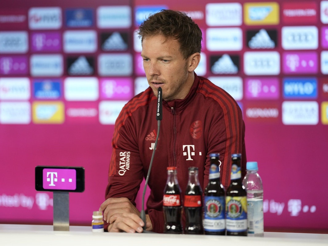 Bayern-Trainer Julian Nagelsmann beim Pressegespräch.