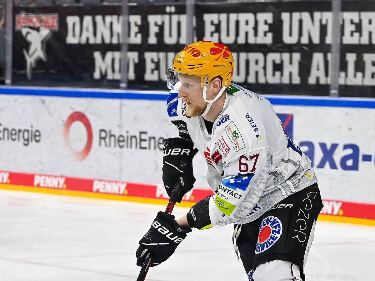 Stanislav Dietz führt im Gastspiel mit Bremerhaven bei den Kölner Haien den Puck