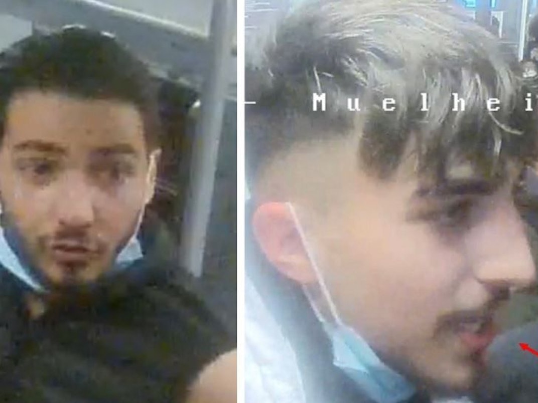 Zwei Männer auf Fahndungsfotos, wie werden von der Polizei öffentlich gesucht.