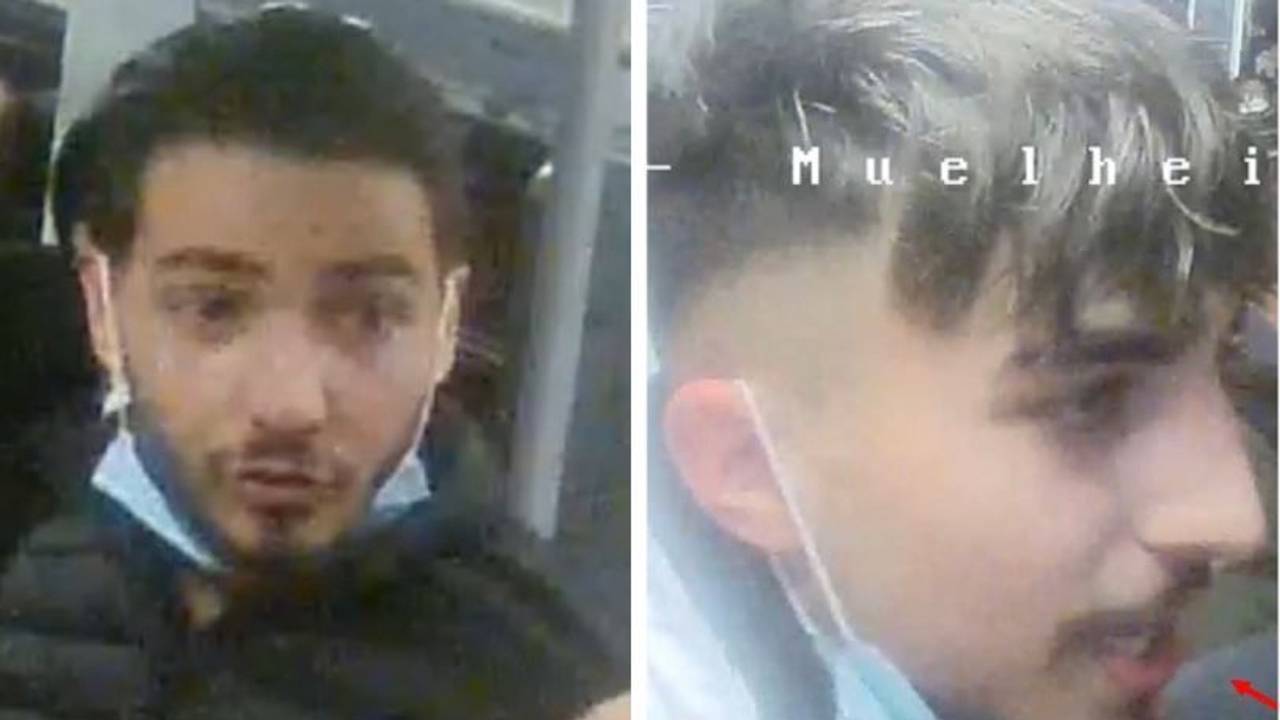 Zwei Männer auf Fahndungsfotos, wie werden von der Polizei öffentlich gesucht.