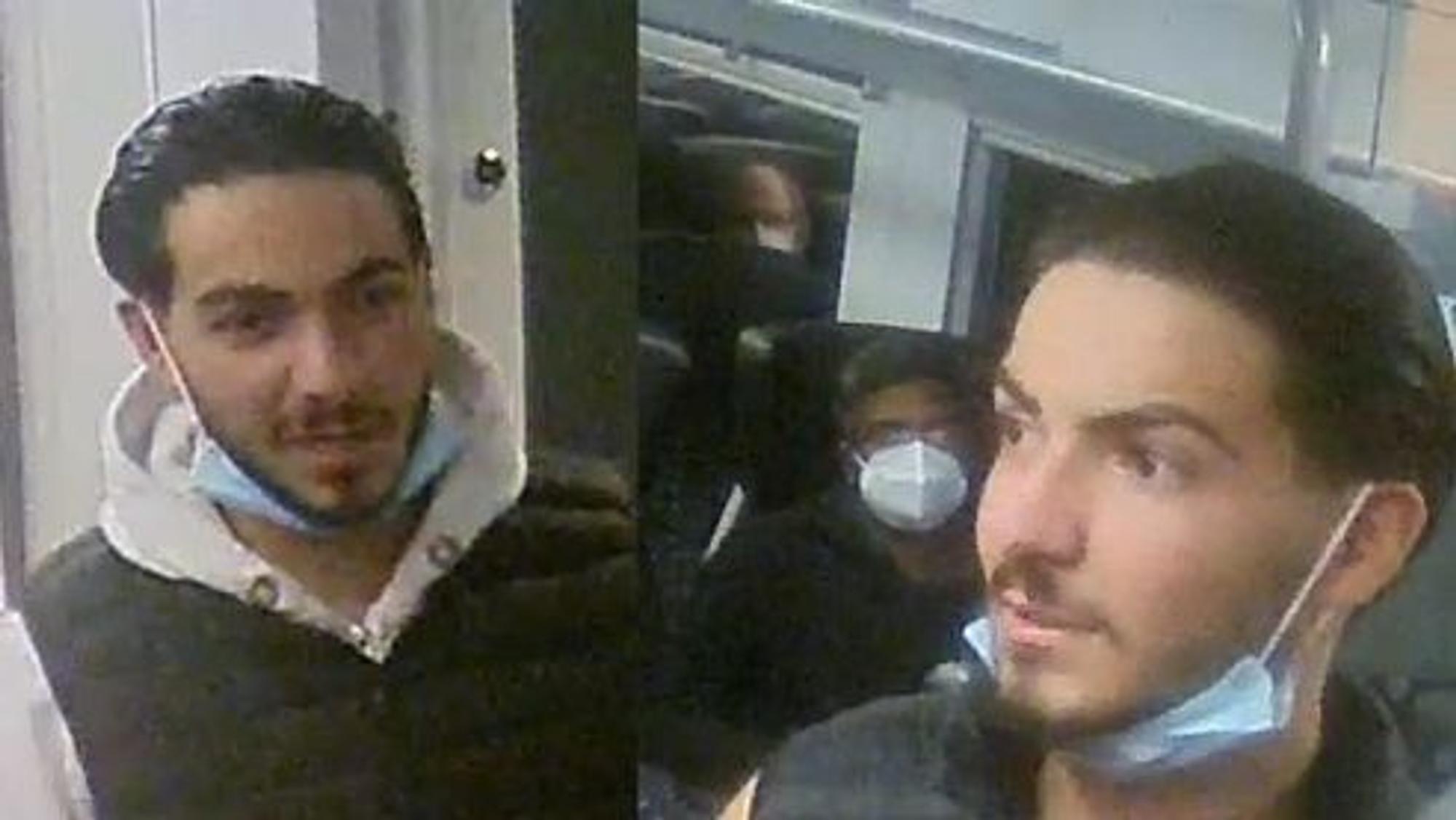 Fahndungsfoto von einem Mann mit schwarzer Weste, der von der Bundespolizei gesucht wird.