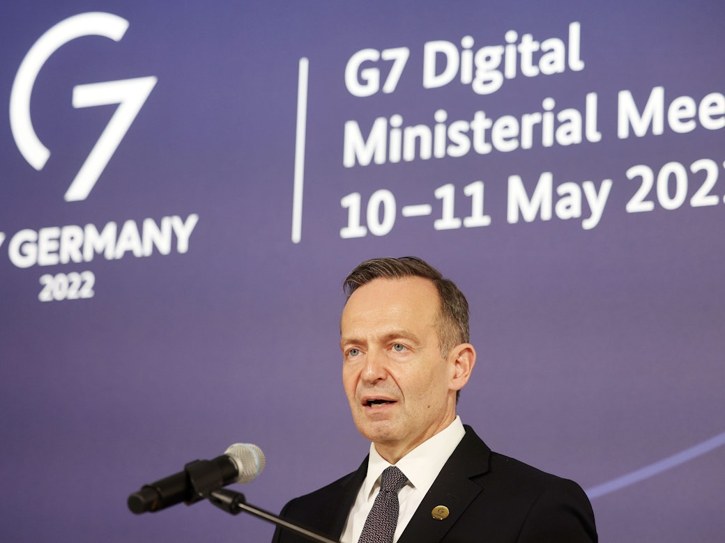 Volker Wissing (FDP), Bundesminster für Verkehr und Digitales, spricht auf der Abschlusspressekonferenz.