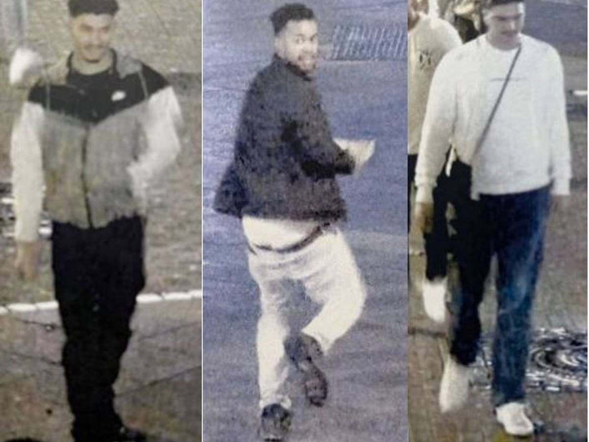 Drei Männer auf Aufnahmen einer Video-Kamera in Köln.