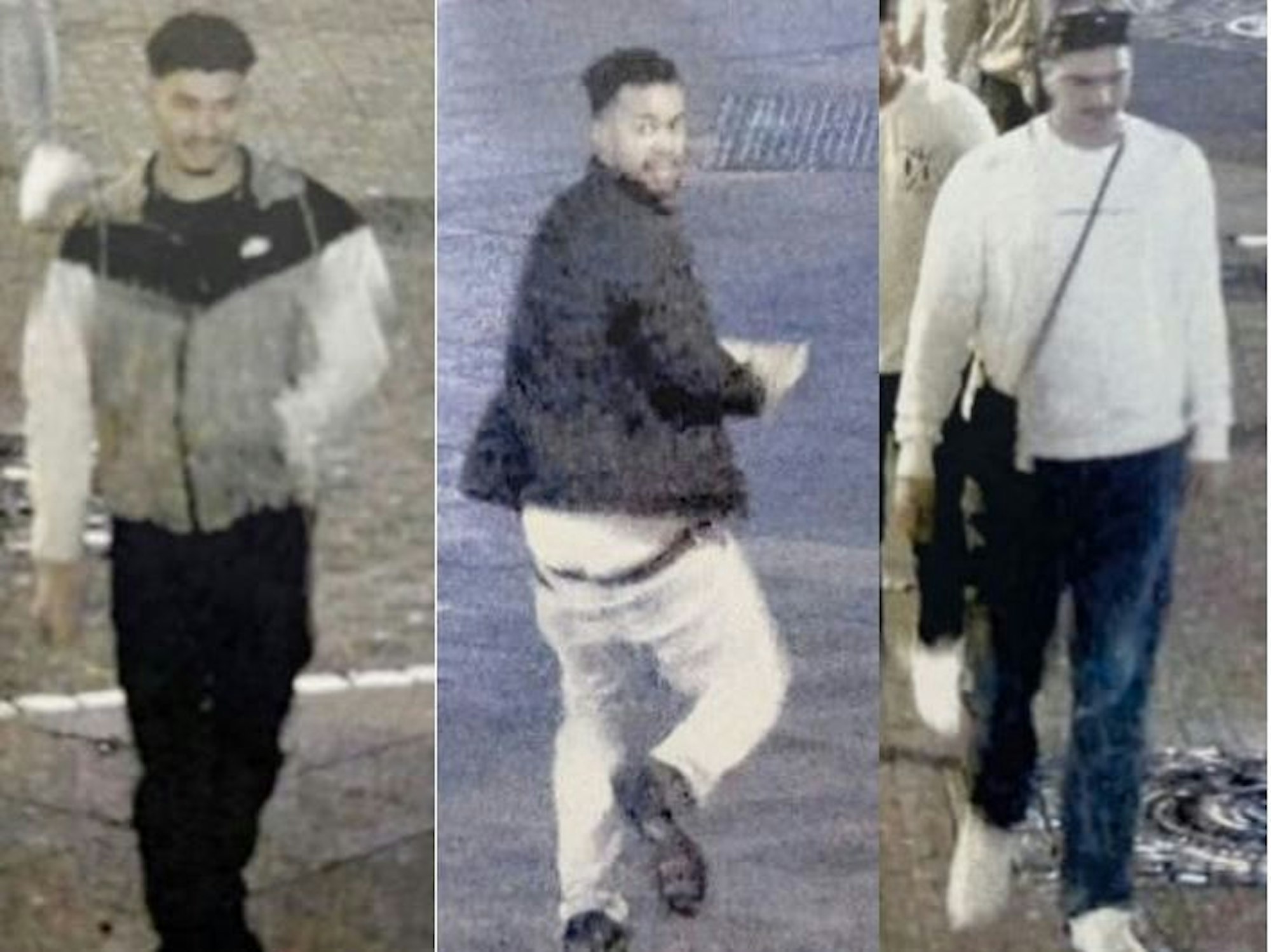 Drei Männer auf Aufnahmen einer Video-Kamera in Köln.