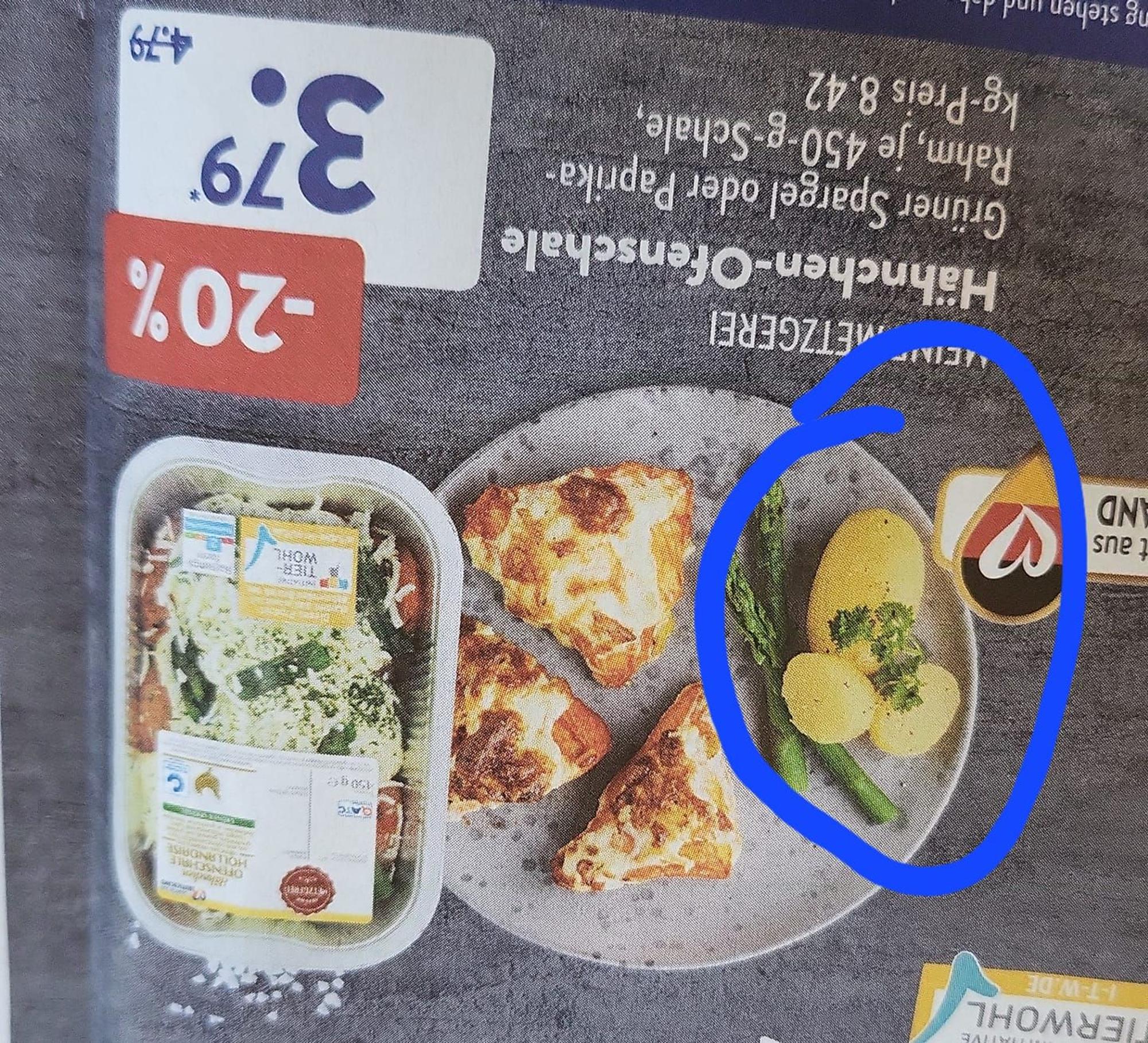 Eine Kundin hat auf dem Facebook-Account von Aldi Süd am 16. Mai ein Foto von einem Aldi-Prospekt geteilt, in dem sie einen Penis in Form von Kartoffeln entdeckt hat. Aldi reagierte belustigt.