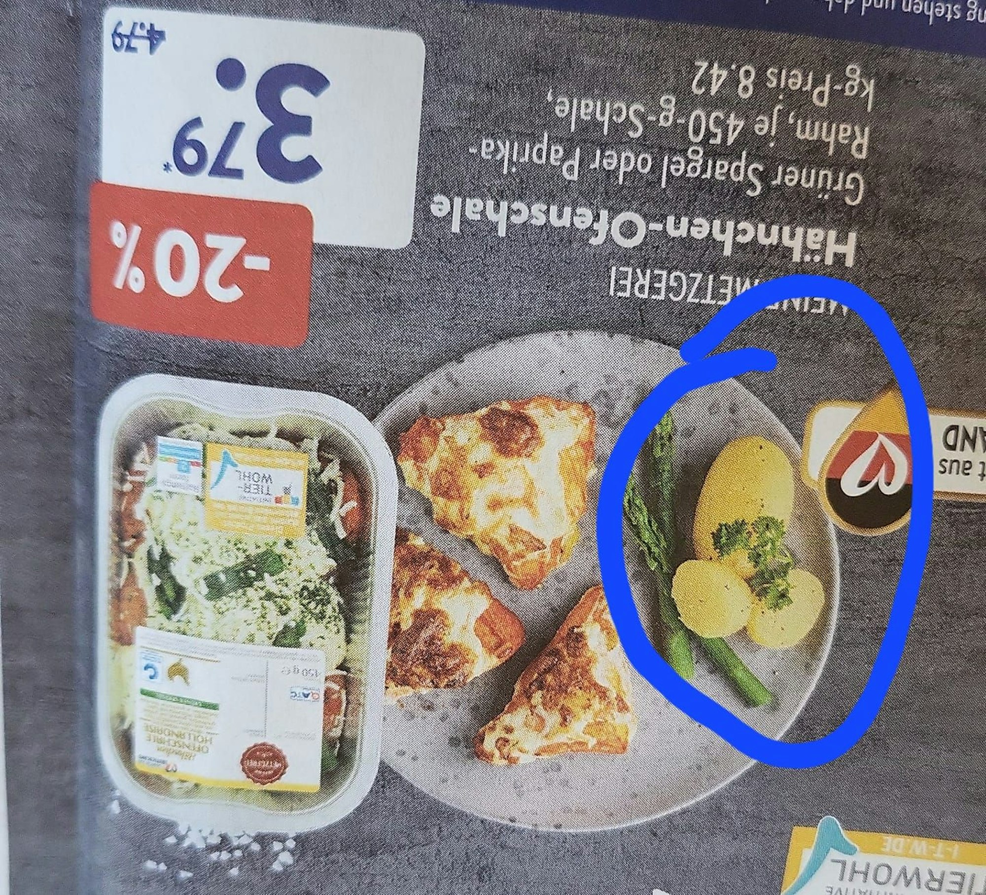 Eine Kundin hat auf dem Facebook-Account von Aldi Süd am 16. Mai ein Foto von einem Aldi-Prospekt geteilt, in dem sie einen Penis in Form von Kartoffeln entdeckt hat. Aldi reagierte belustigt.