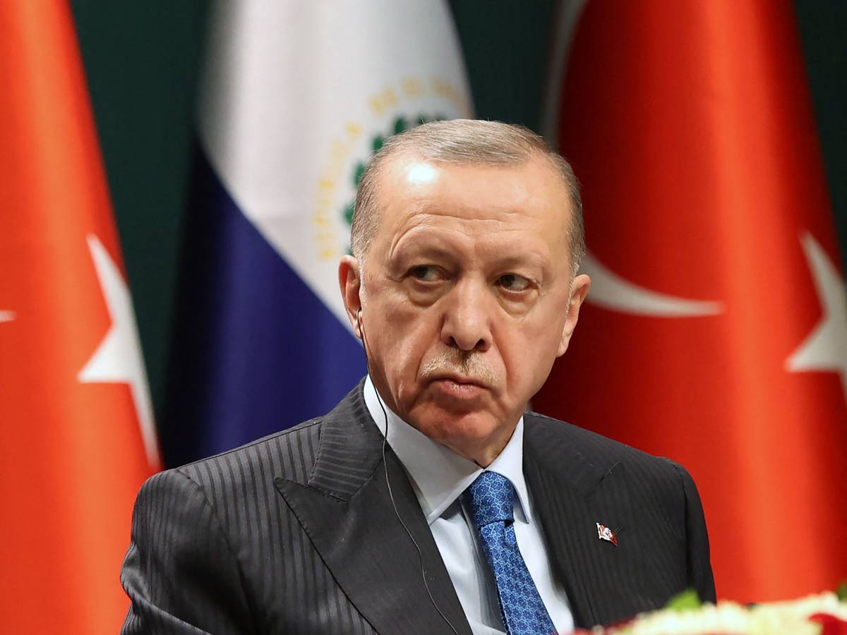 Der türkische Präsident Recep Tayyip Erdogan im Januar 2022 auf einer Pressekonferenz in Ankara.