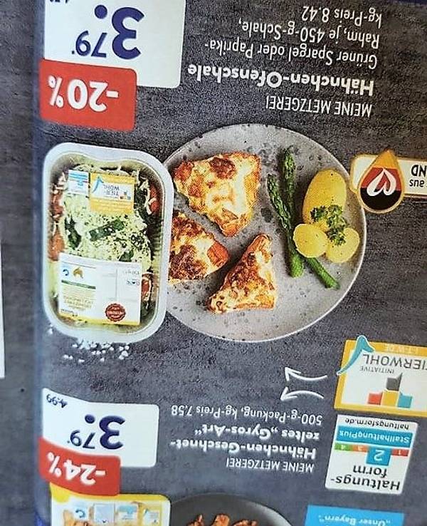 Entdecken Sie es auch? Eine Kundin hat in einem Aldi-Prospekt einen Penis auf dem Teller entdeckt. Das Social-Media-Team von Aldi machte auf Facebook große Augen.