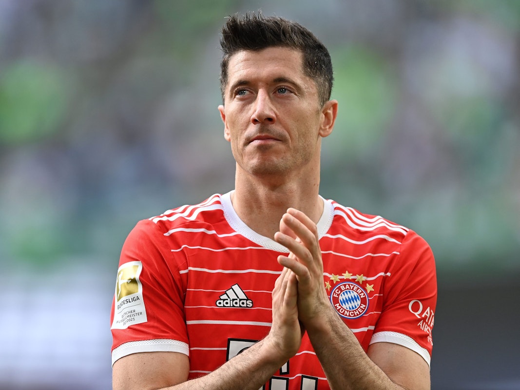 Robert Lewandowski nach dem letzten Saisonspiel des FC Bayern gegen den VfL Wolfsburg.