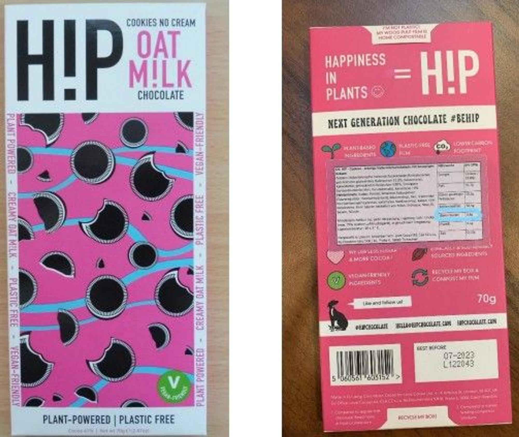 Großer Rückruf bei dieser Schokolade: „H!P OAT M!LK Chocolate“