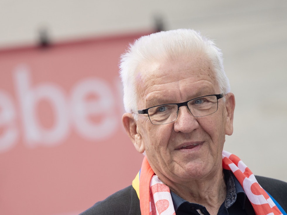 Winfried Kretschmann (Bündnis 90/Die Grünen), Ministerpräsident von Baden-Württemberg, nimmt an einer Podiumsdiskussion im Rahmen des Katholikentags teil.