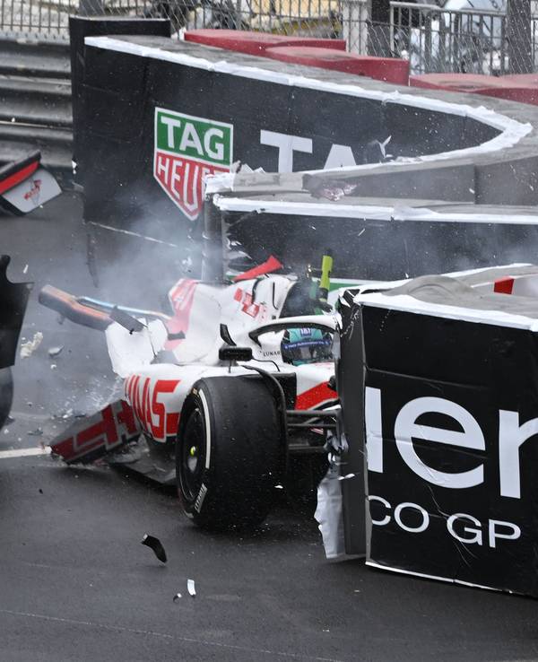 Der Haas von Mick Schumacher beim Unfall.