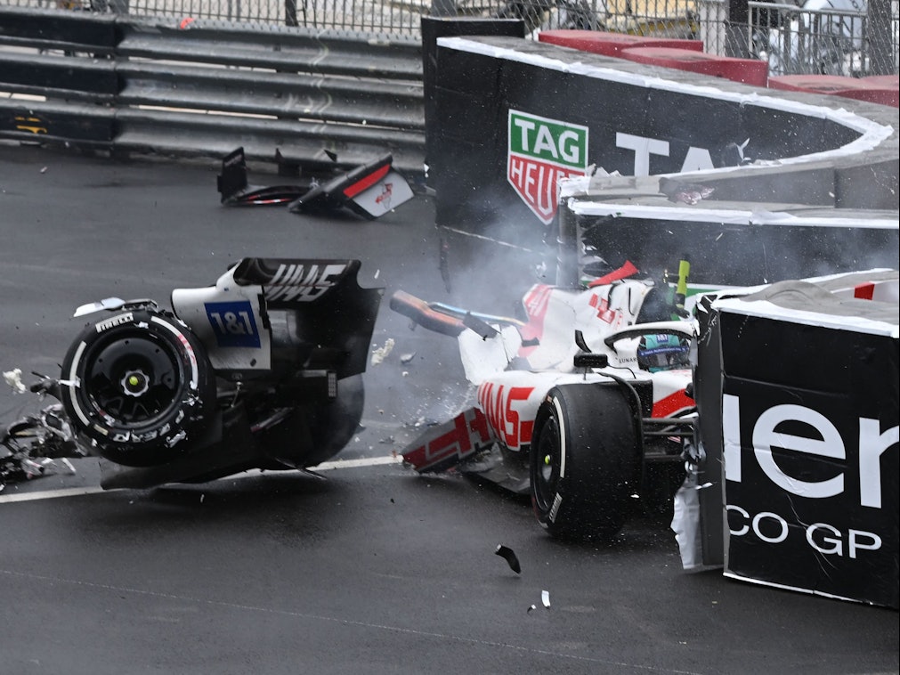 Der Haas von Mick Schumacher beim Unfall.