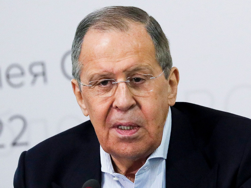 Der russische Außenminister Sergej Lawrow, hier am 14. Mai 2022 auf einem vom Pressedienst des russischen Außenministeriums veröffentlichten Foto, hat sich zum Gesundheitszustand von Wladimir Putin geäußert.