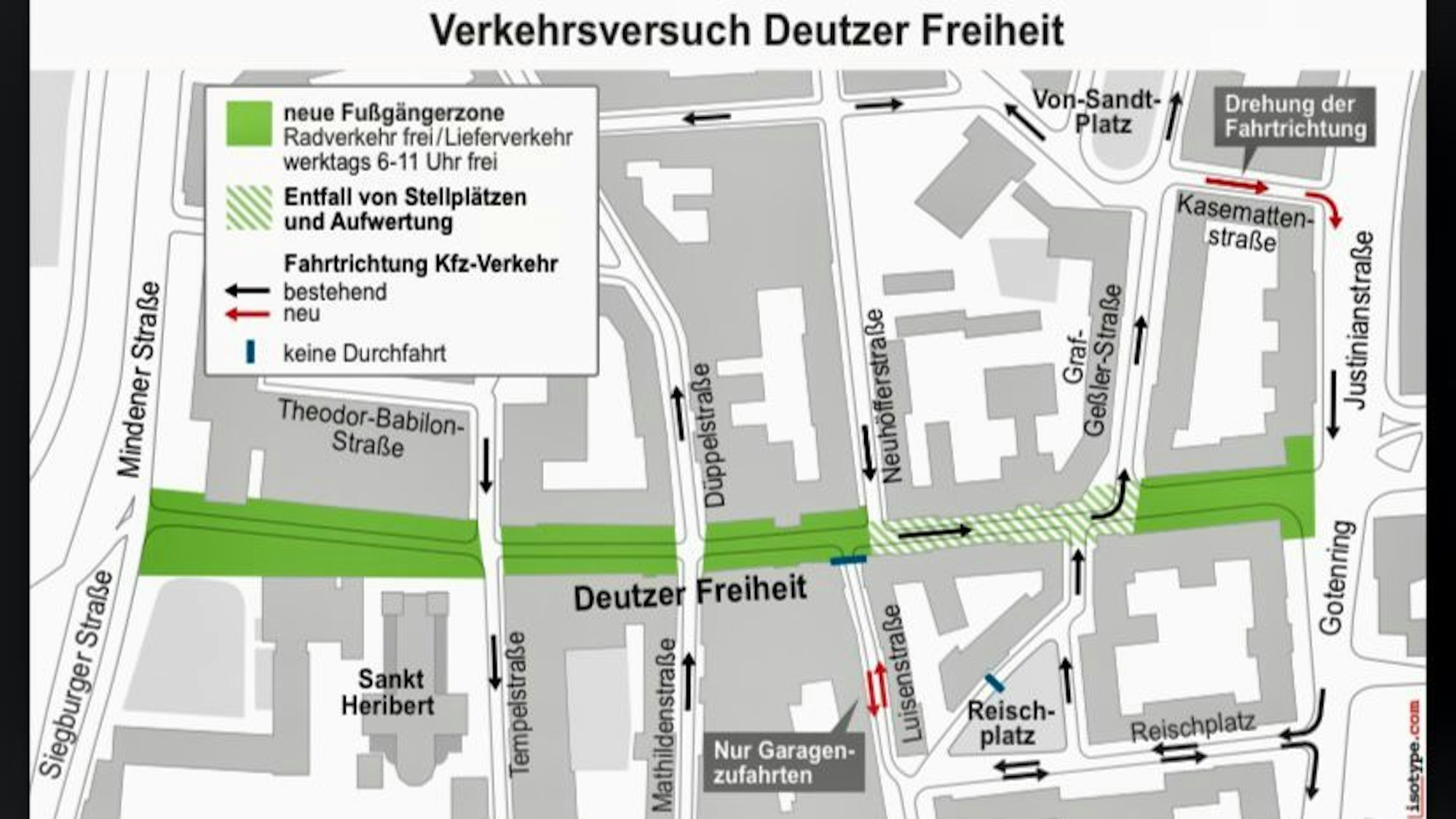Der Plan der Stadt zur autofreien Zone an der Deutzer Freiheit.