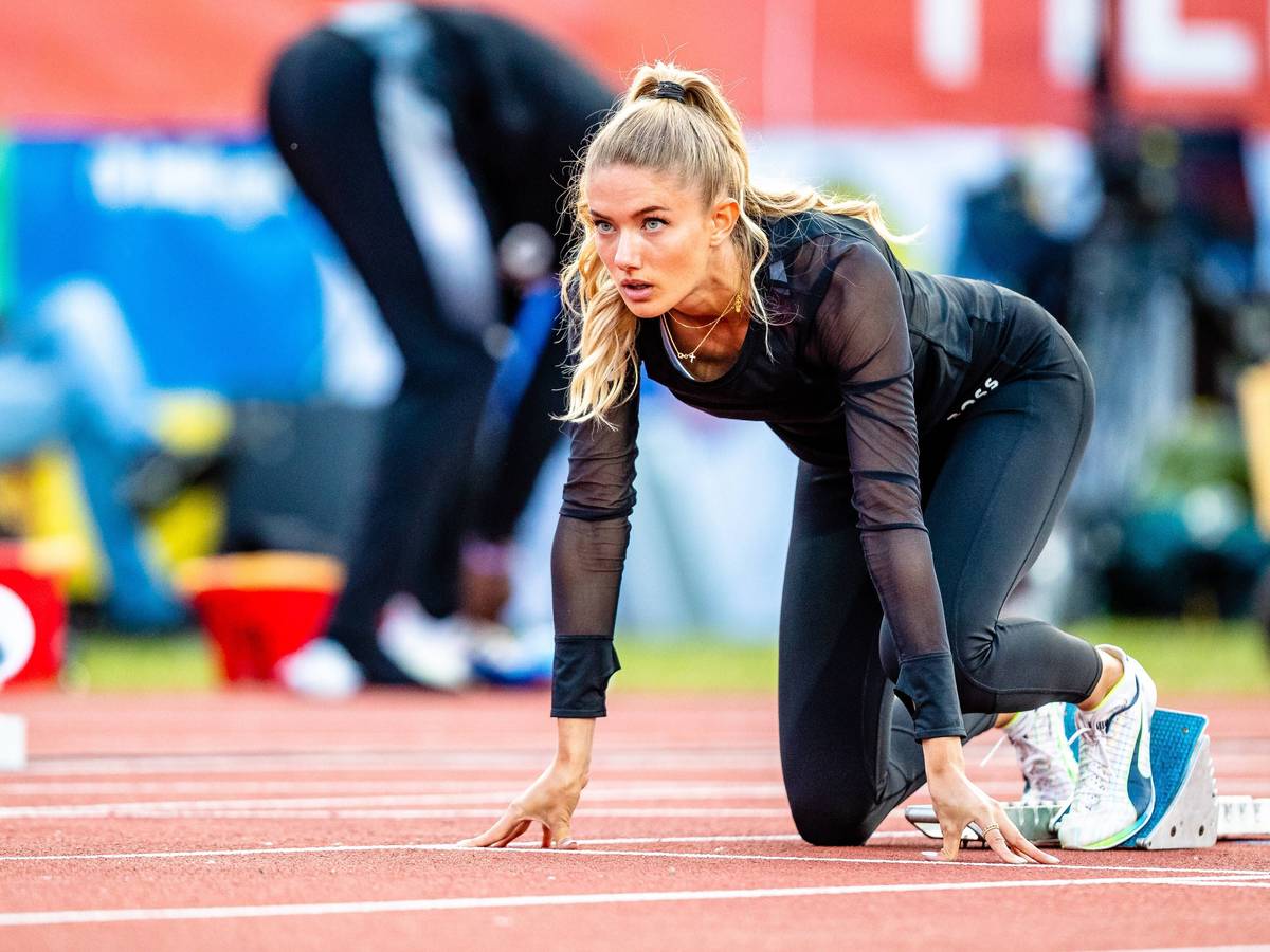Alica Schmidt im Startblock.