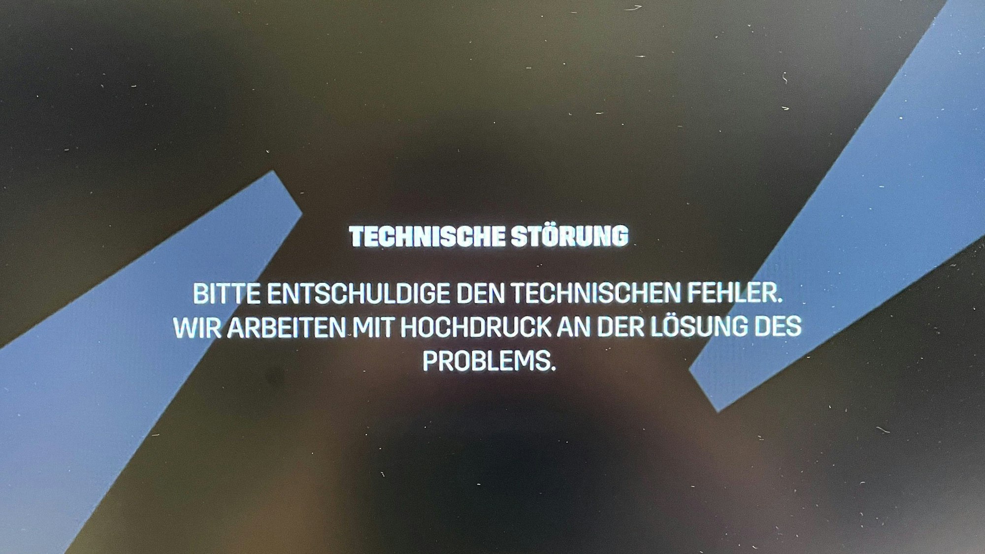 DAZN zeigt eine Störungsmeldung bei der Übertragung des Nations-League-Spiels Österreich gegen Dänemark