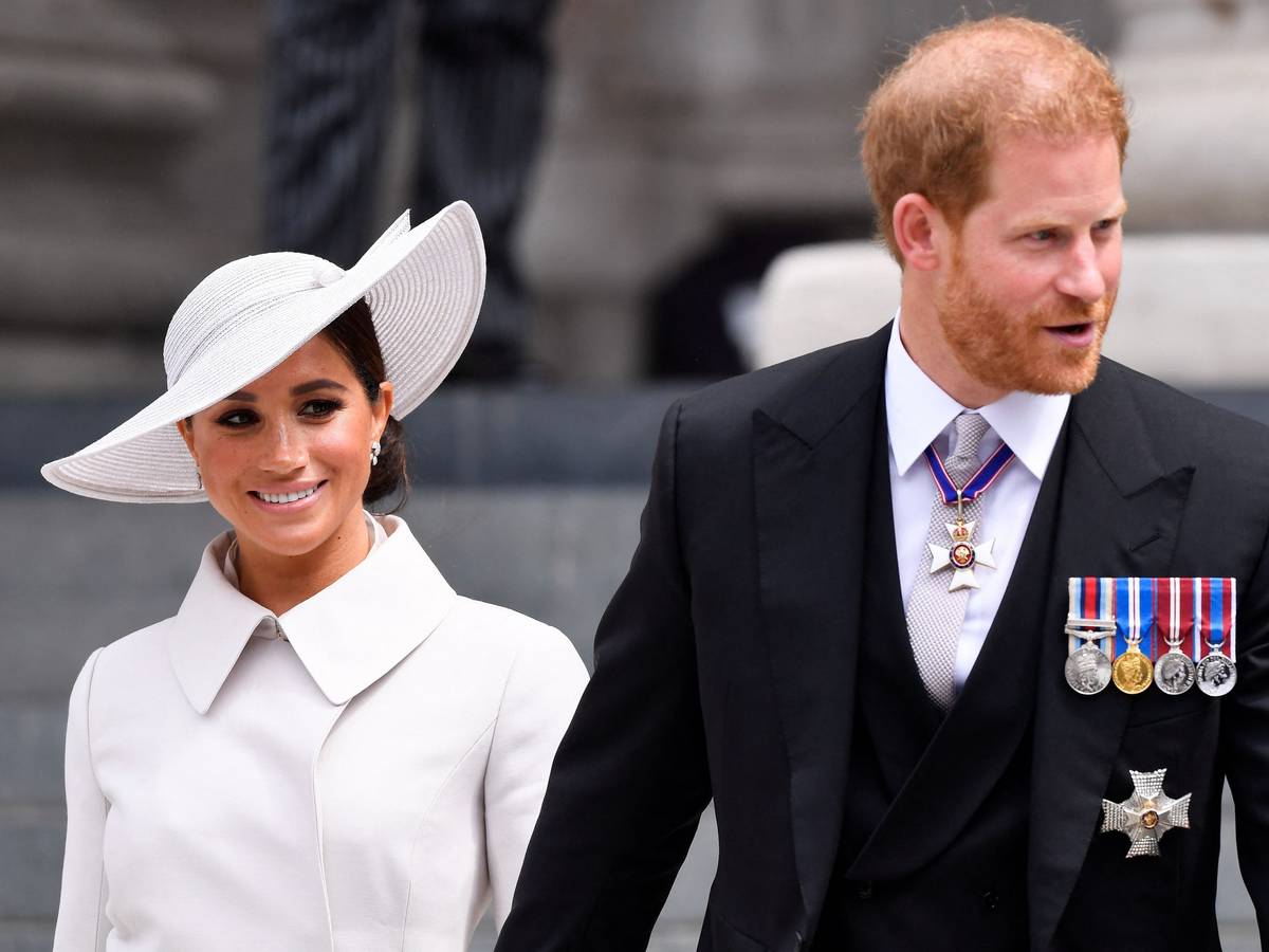 Prinz Harry und Herzogin Meghan kommen am 3. Juni 2022 zu den Feierlichkeiten zum Thronjubiläum der Queen.