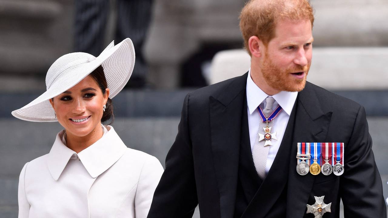 Prinz Harry und Herzogin Meghan kommen am 3. Juni 2022 zu den Feierlichkeiten zum Thronjubiläum der Queen.